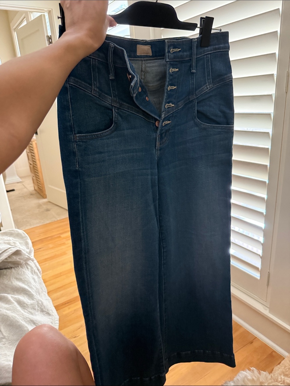 MOTHER High-Waist Wide Leg Dark Wash Jeans
